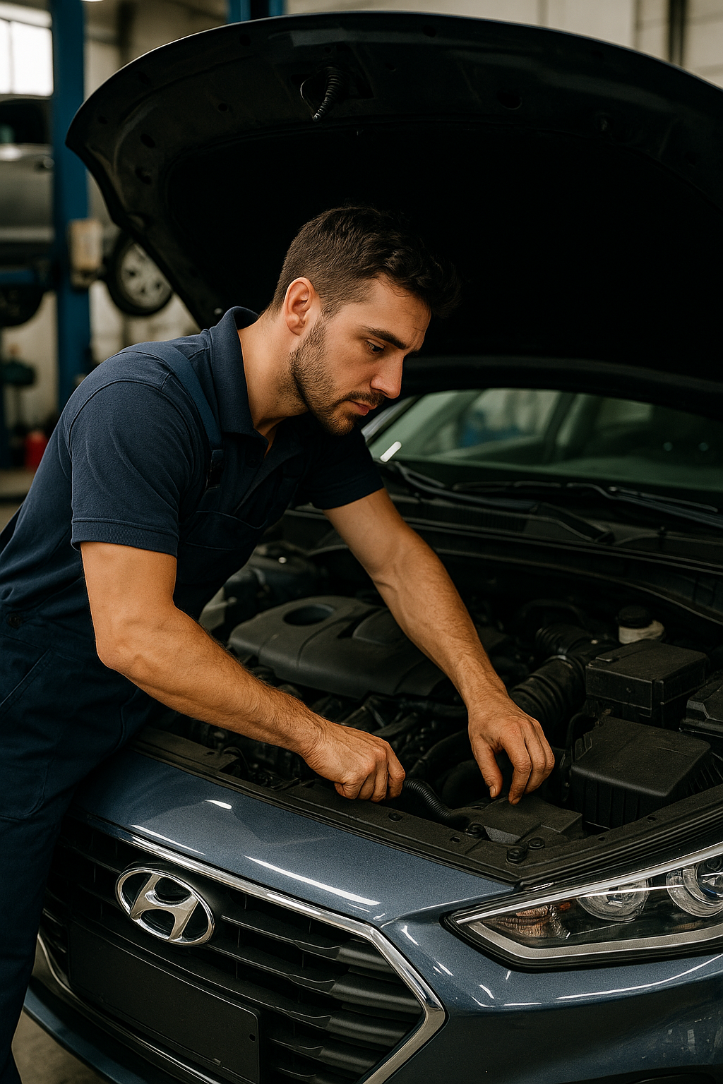 برمجة هيونداي الرياض - فني متخصص يقوم بفحص وبرمجة محرك سيارة هيونداي